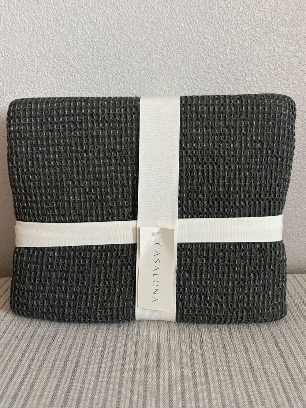 NWT King Plus Textured Waffle Coverlet Olive Green - Casaluna